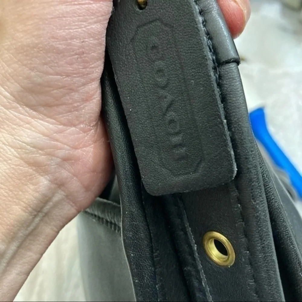 Coach black leather legacy zip bag 9966